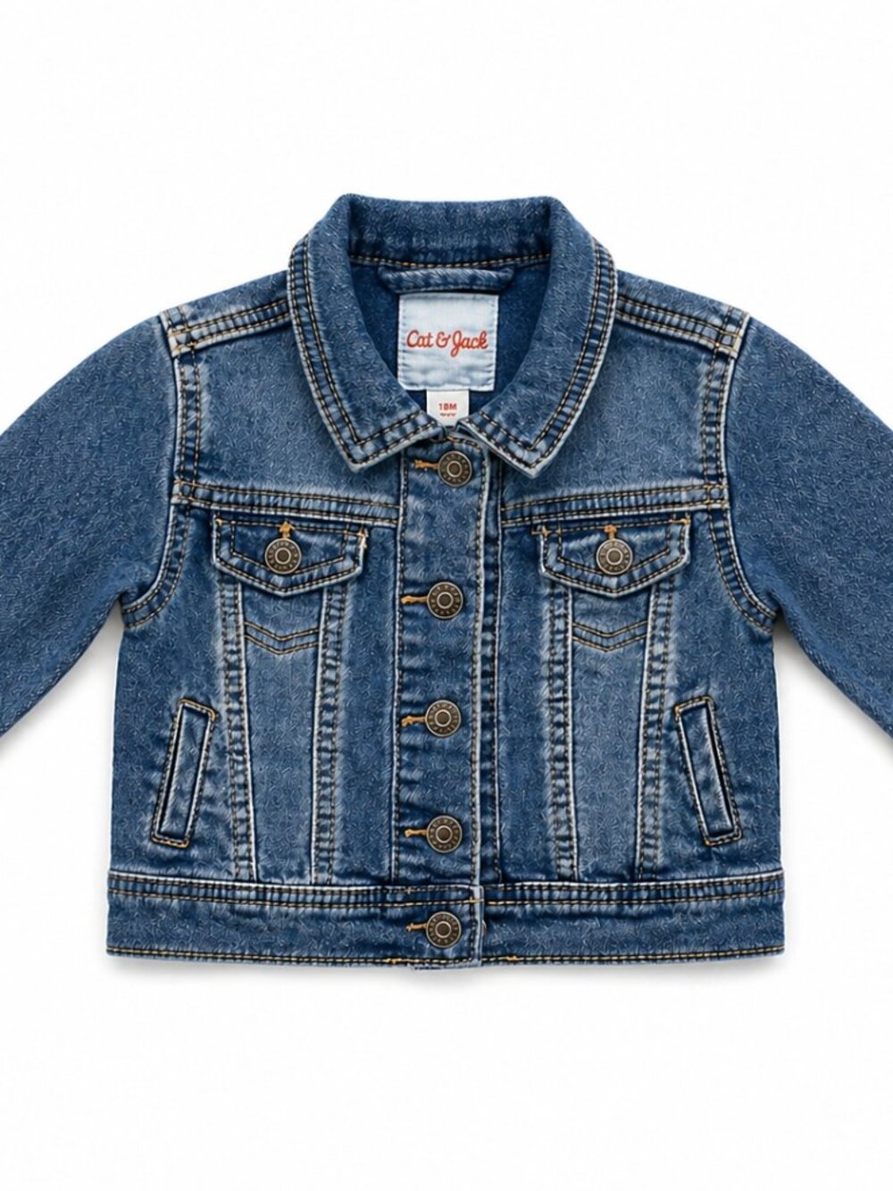 Cat & Jack Toddler Boys Denim Jean Jacket Size 18 Months Blue Classic
